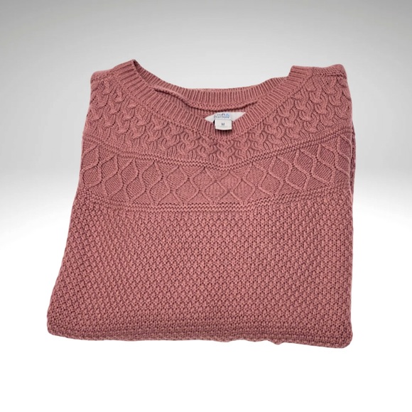 Croft Barrow Mixed Knit Pullover Sweater Crew Neck Dusty Rose Mauve Womens Med - Picture 7 of 9